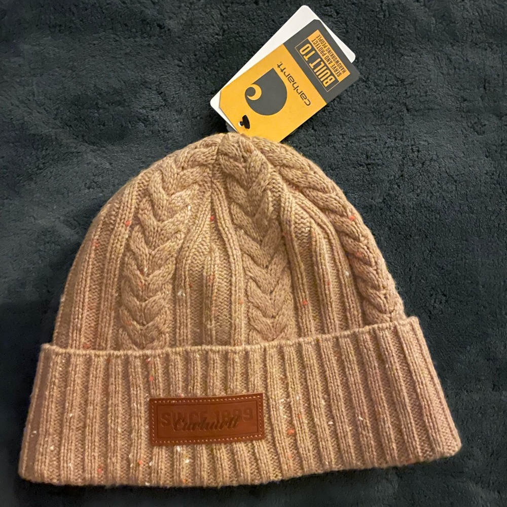 Carhartt Beige Cable Knit Beanie
